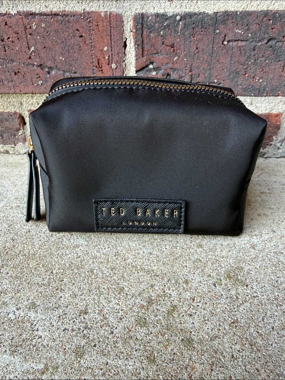 Ted Baker Black Nylon Toiletry Pouch with Gold Hardware